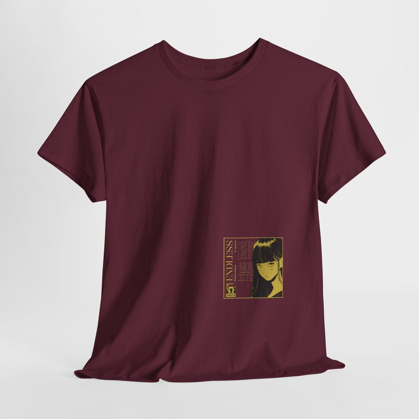 Anime Minimalist Tee — Yellow Portrait Pocket Graphic