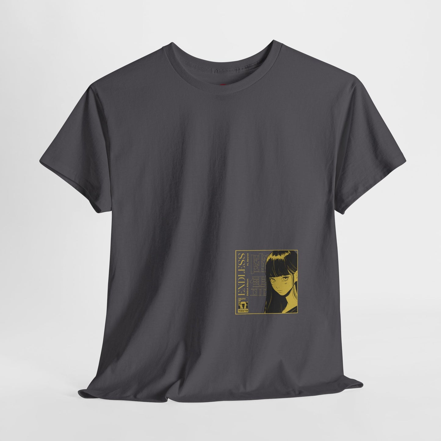 Anime Minimalist Tee — Yellow Portrait Pocket Graphic