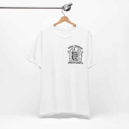 Soul Vendor T-Shirt – Retro Pixel Ghost Vending Machine Tee by Omega Saints