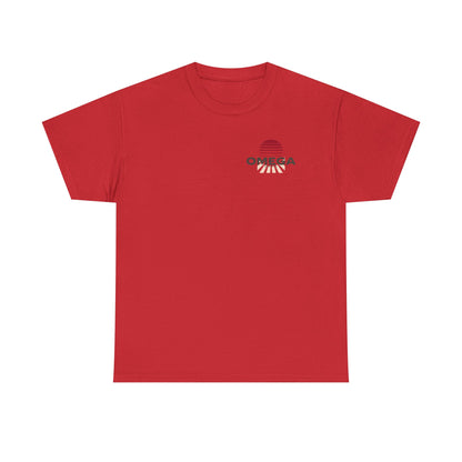 Japanese Warrior Samurai T-Shirt — Omega Logo Vintage Sun Graphic