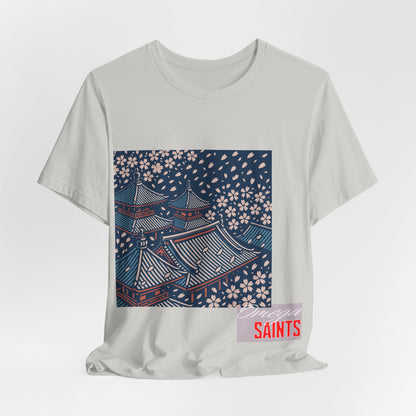 Cherry Blossom Rooftops – Japanese Temple Aesthetic Graphic Tee