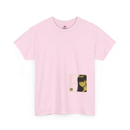 Anime Minimalist Tee — Yellow Portrait Pocket Graphic