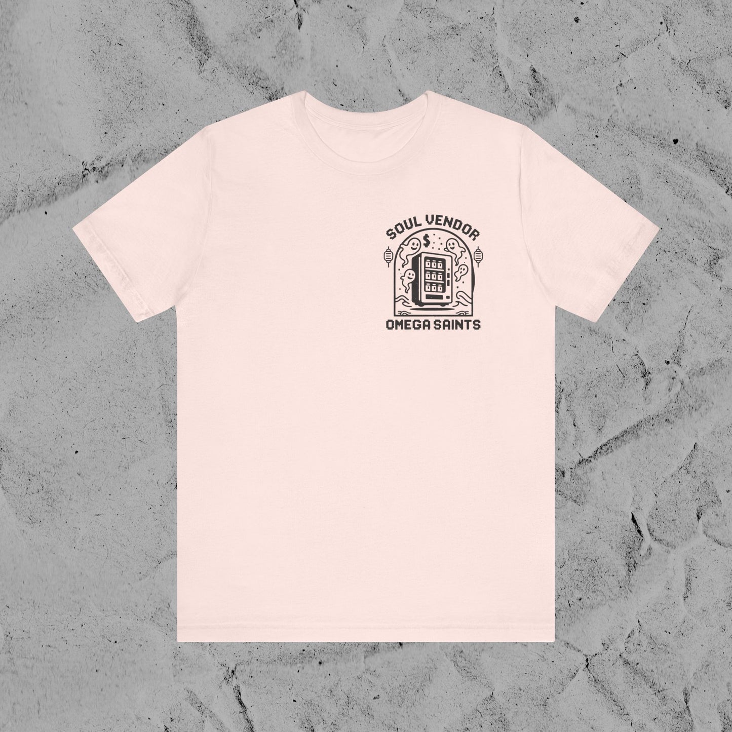 Soul Vendor T-Shirt – Retro Pixel Ghost Vending Machine Tee by Omega Saints