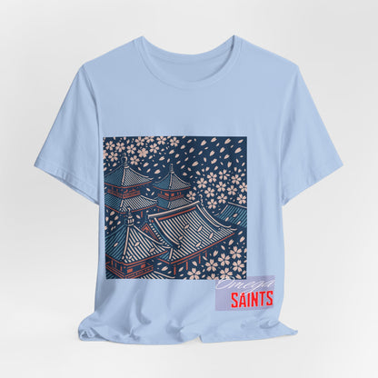 Cherry Blossom Rooftops – Japanese Temple Aesthetic Graphic Tee