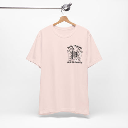 Soul Vendor T-Shirt – Retro Pixel Ghost Vending Machine Tee by Omega Saints
