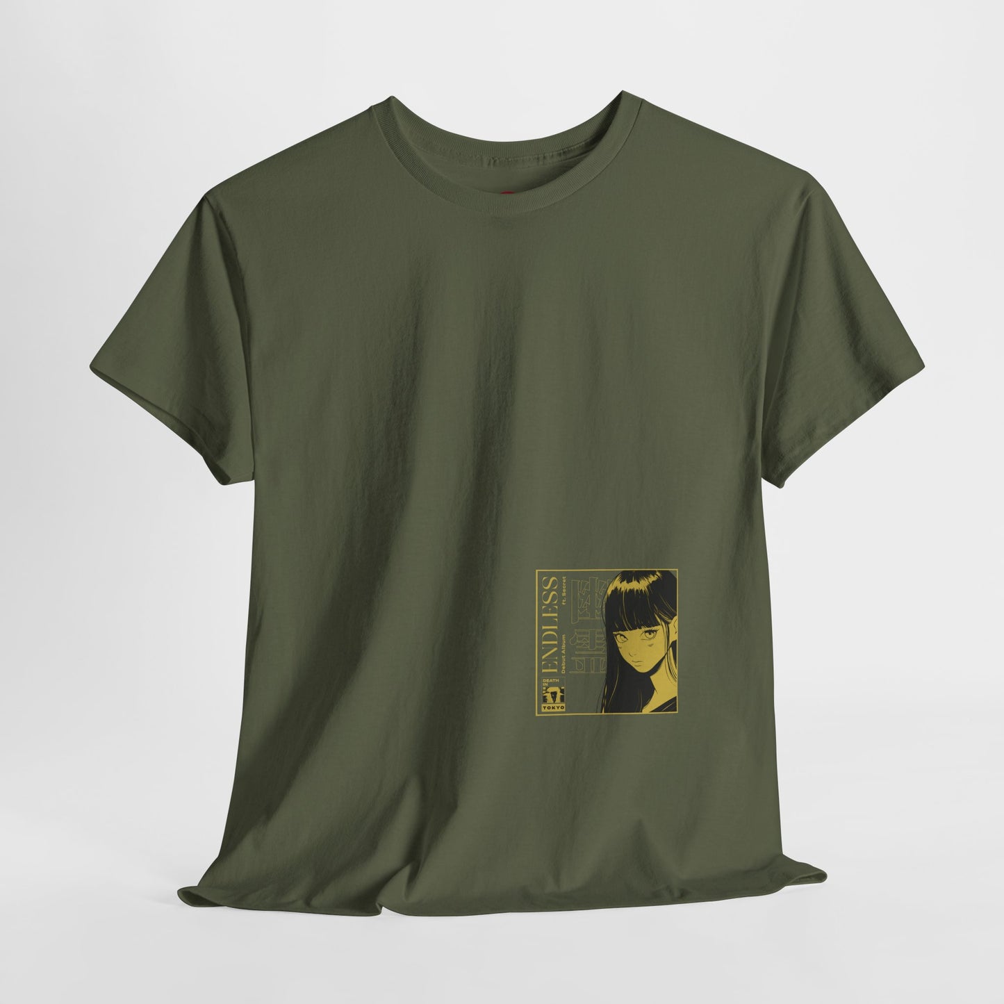 Anime Minimalist Tee — Yellow Portrait Pocket Graphic