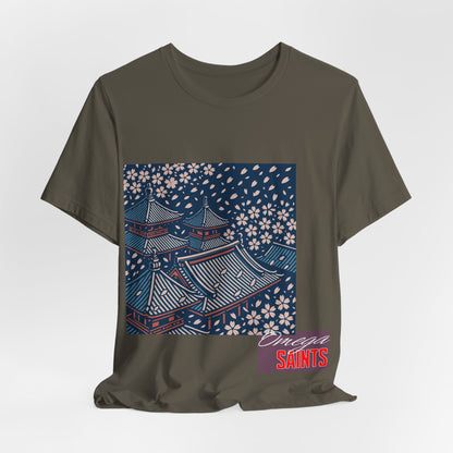 Cherry Blossom Rooftops – Japanese Temple Aesthetic Graphic Tee