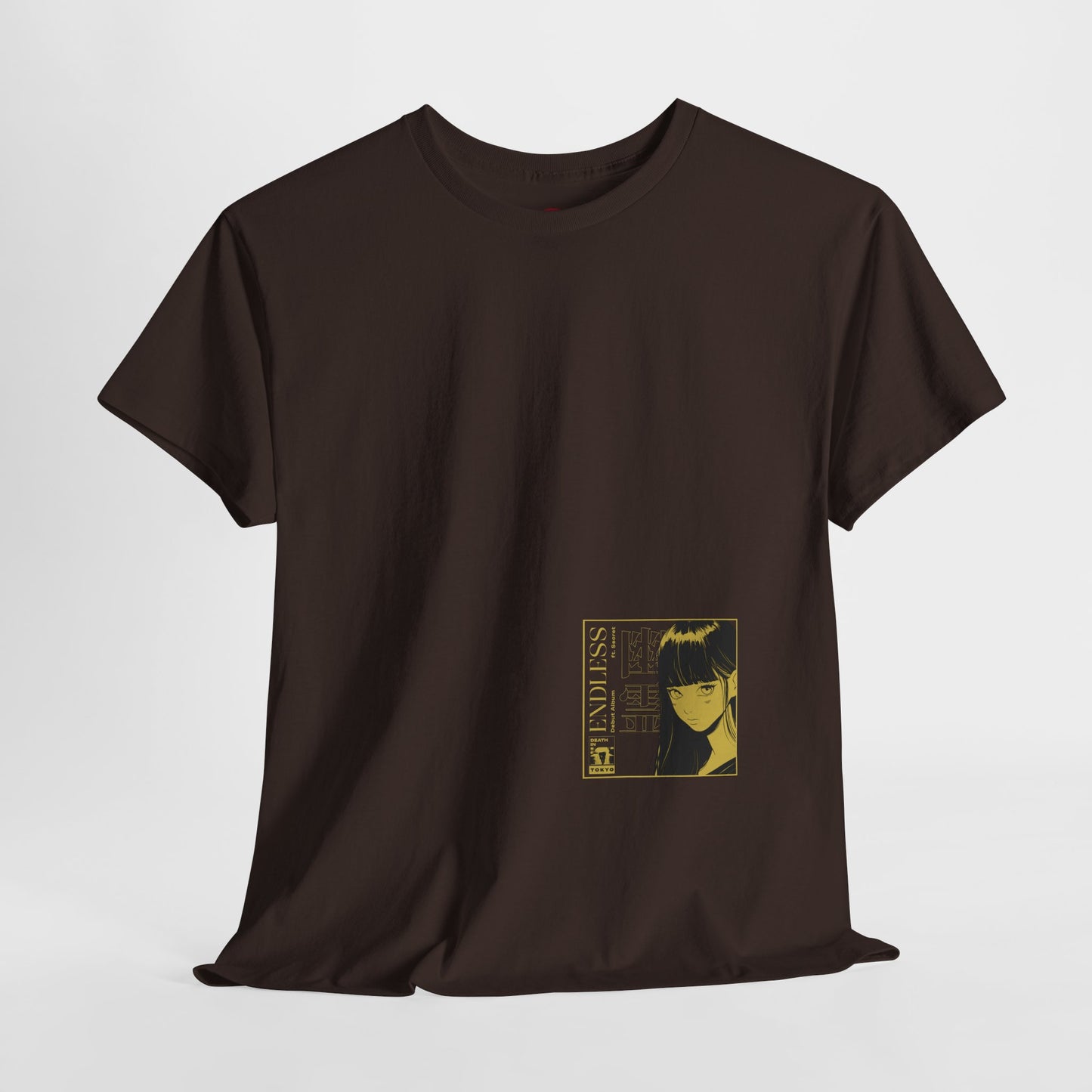 Anime Minimalist Tee — Yellow Portrait Pocket Graphic