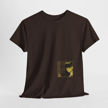 Anime Minimalist Tee — Yellow Portrait Pocket Graphic