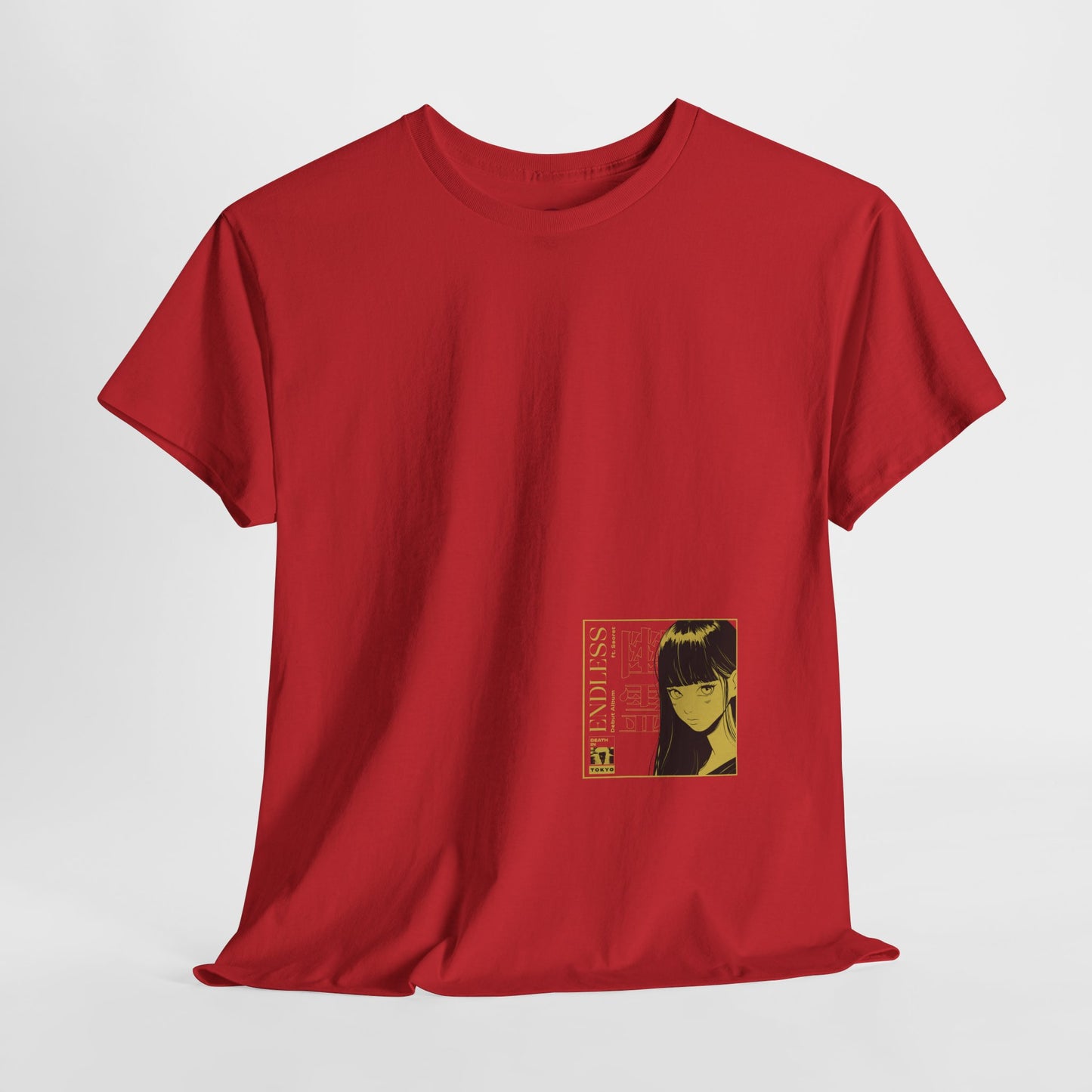 Anime Minimalist Tee — Yellow Portrait Pocket Graphic