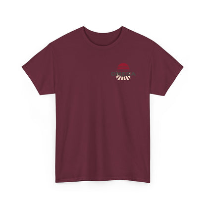 Japanese Warrior Samurai T-Shirt — Omega Logo Vintage Sun Graphic