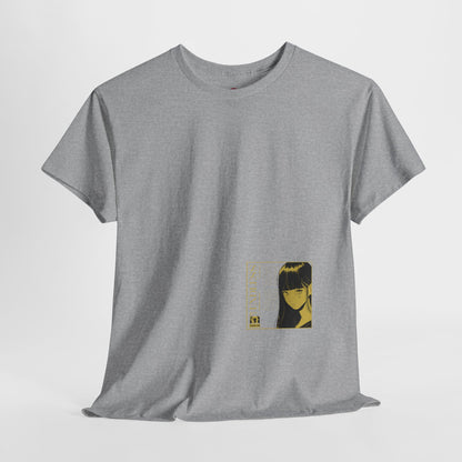 Anime Minimalist Tee — Yellow Portrait Pocket Graphic
