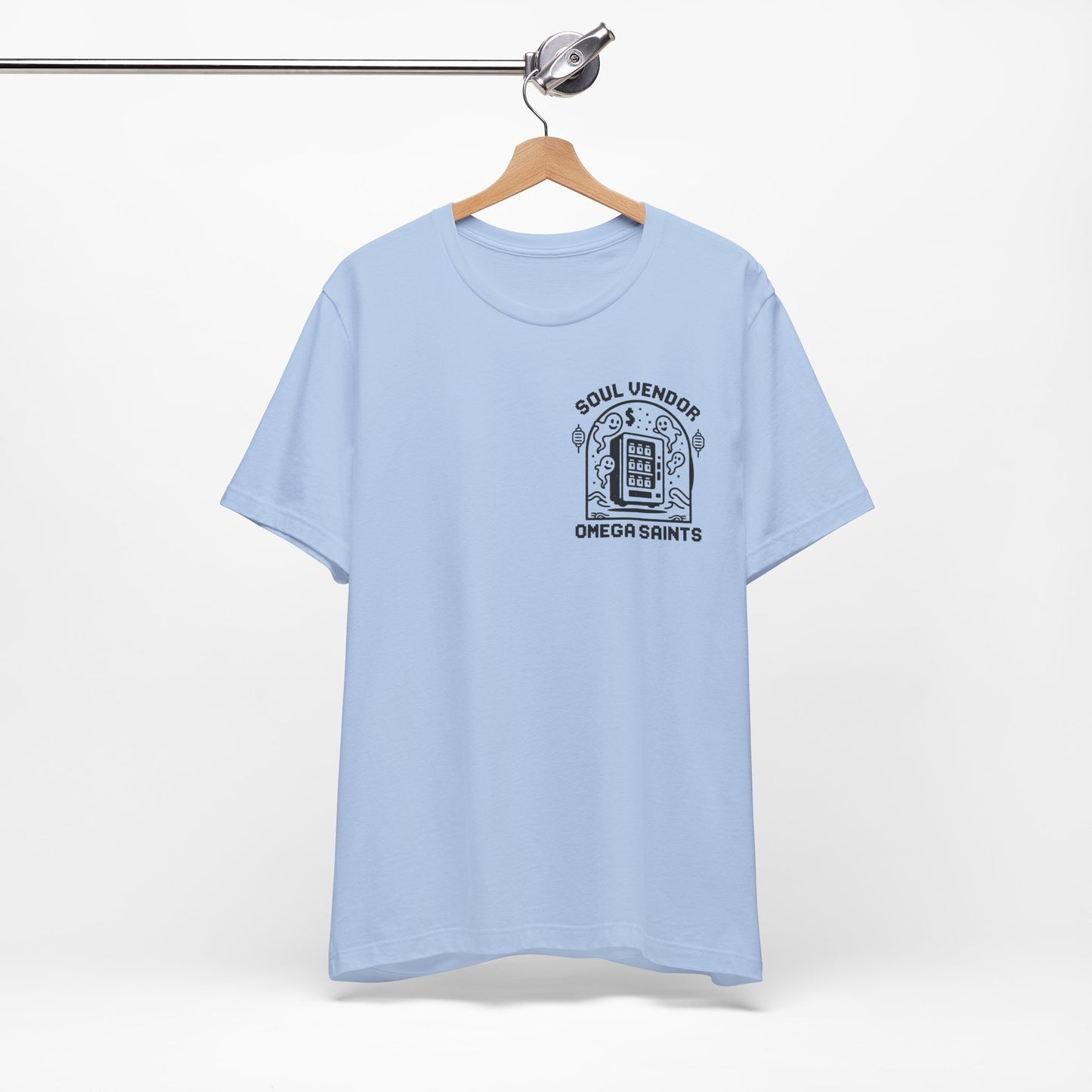 Soul Vendor T-Shirt – Retro Pixel Ghost Vending Machine Tee by Omega Saints