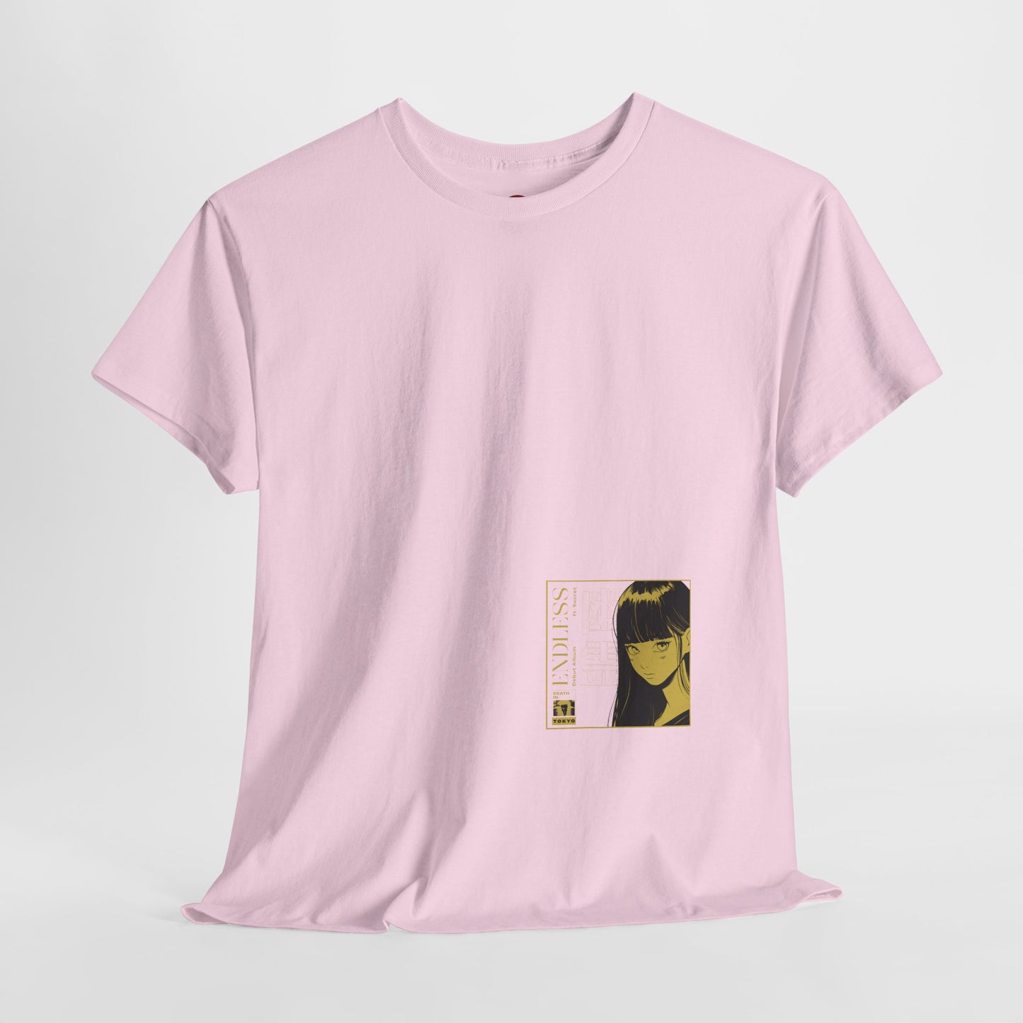 Anime Minimalist Tee — Yellow Portrait Pocket Graphic
