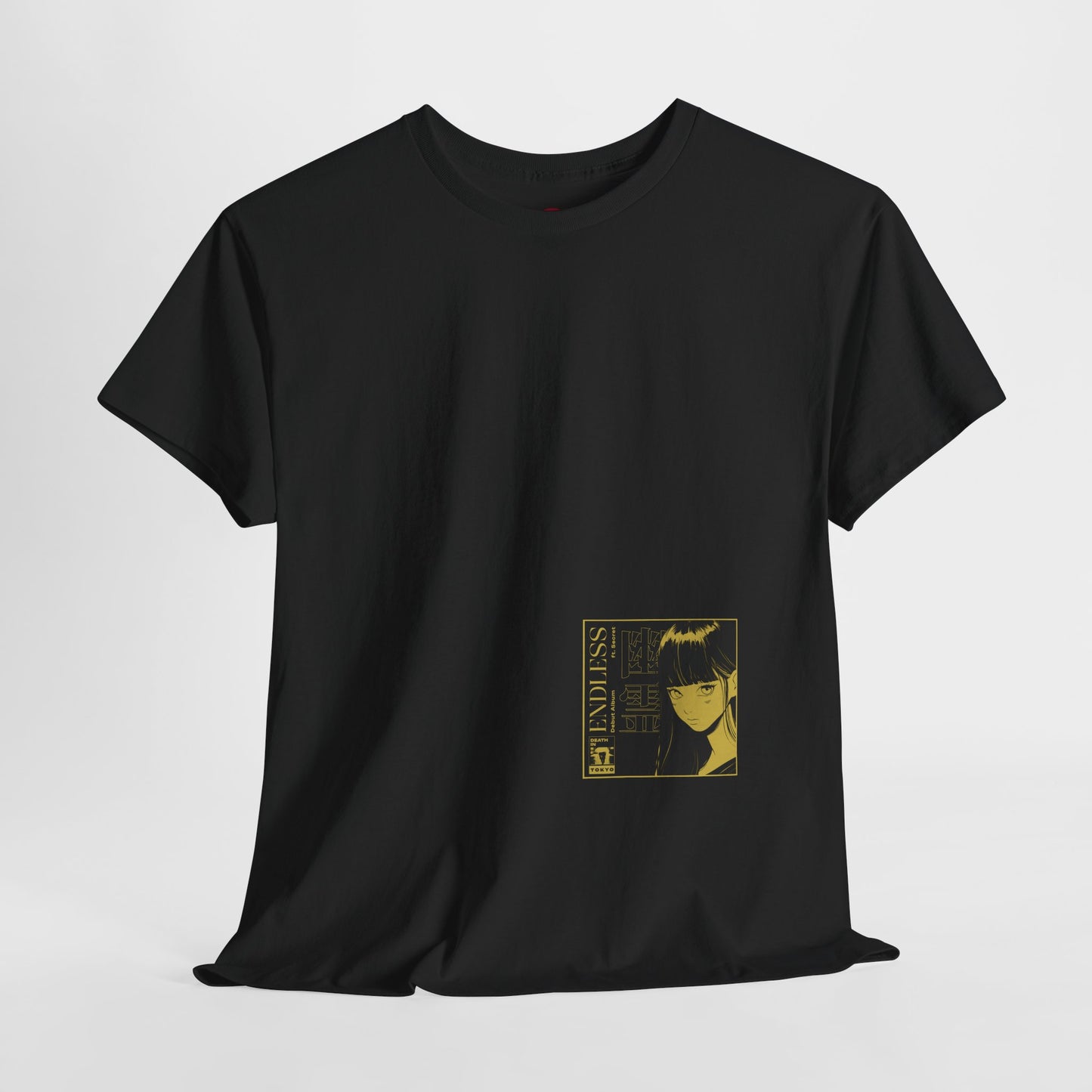 Anime Minimalist Tee — Yellow Portrait Pocket Graphic