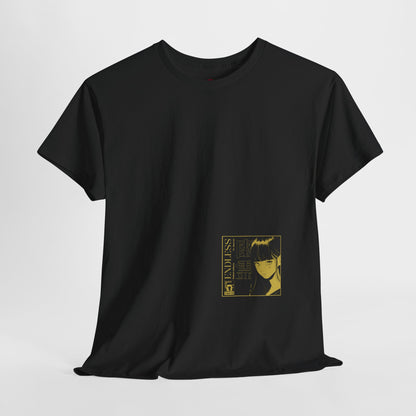 Anime Minimalist Tee — Yellow Portrait Pocket Graphic