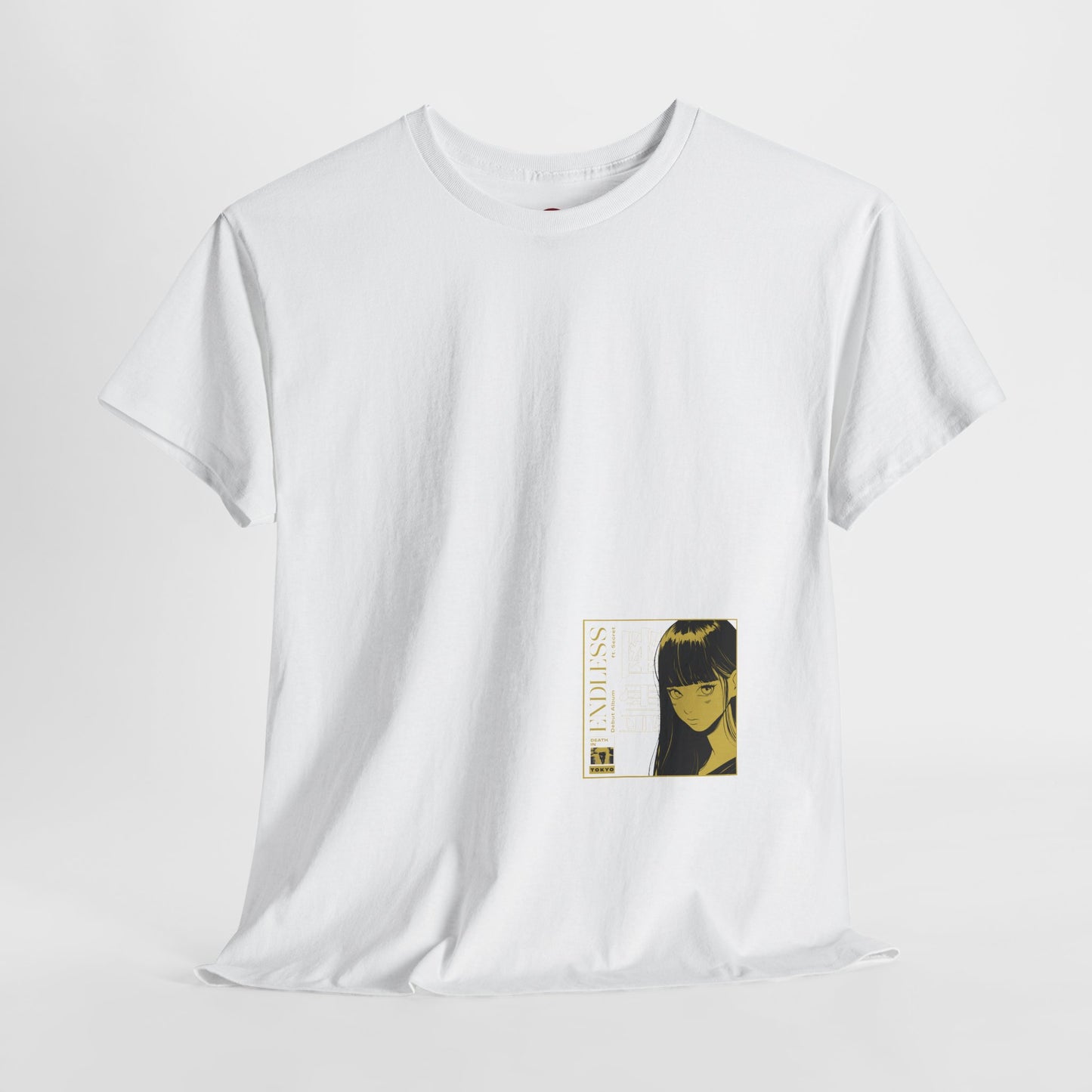 Anime Minimalist Tee — Yellow Portrait Pocket Graphic