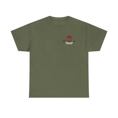 Japanese Warrior Samurai T-Shirt — Omega Logo Vintage Sun Graphic