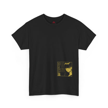 Anime Minimalist Tee — Yellow Portrait Pocket Graphic