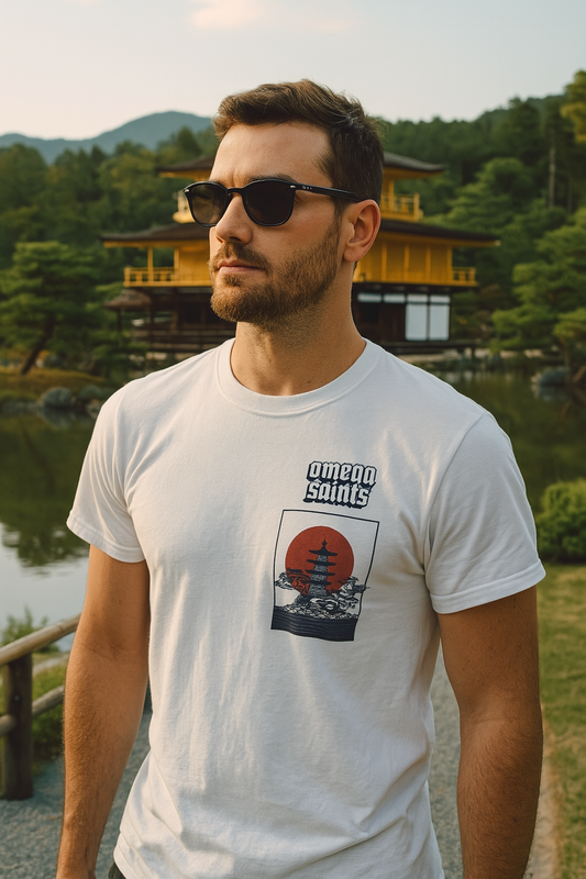 Omega Saints Temple Tee – Japan-Inspired Streetwear with Sacred Style