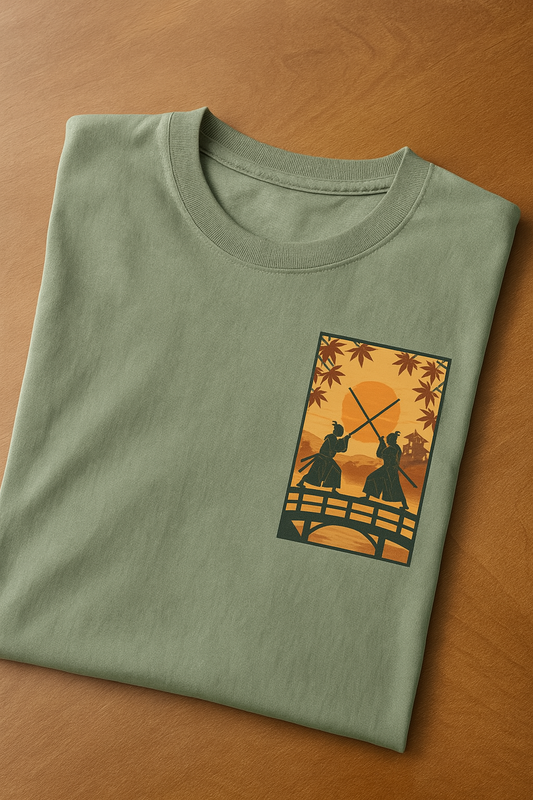 Samurai Sunset Standoff – Ukiyo-e Pocket Logo Tee