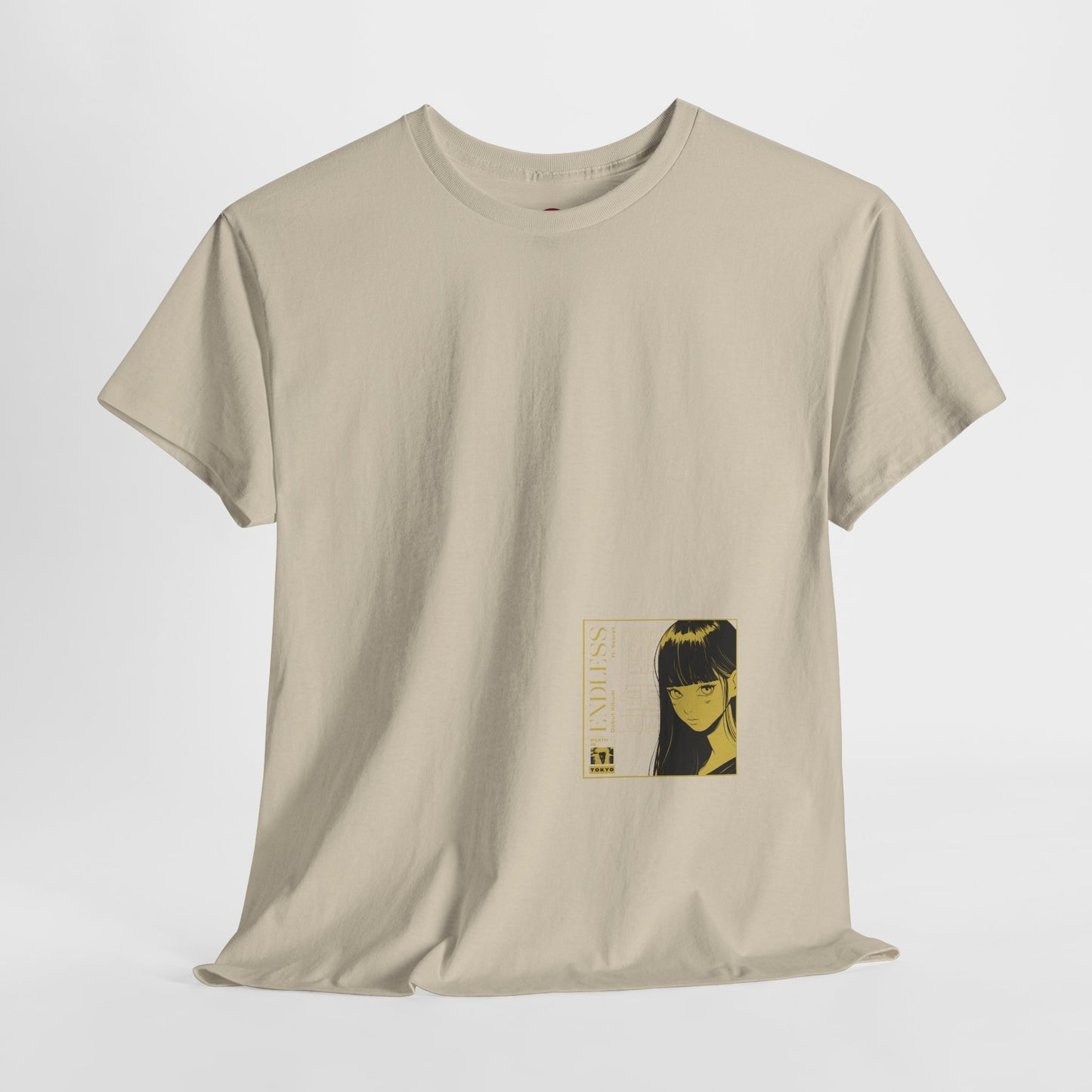 Anime Minimalist Tee — Yellow Portrait Pocket Graphic