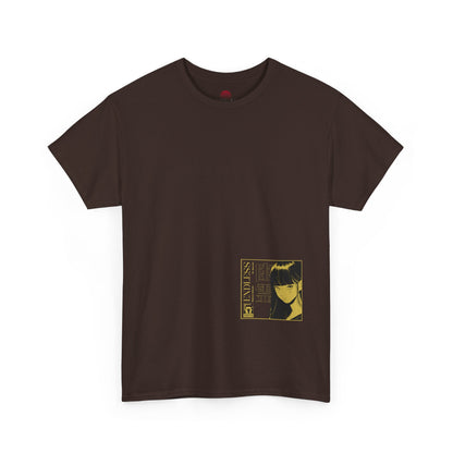 Anime Minimalist Tee — Yellow Portrait Pocket Graphic