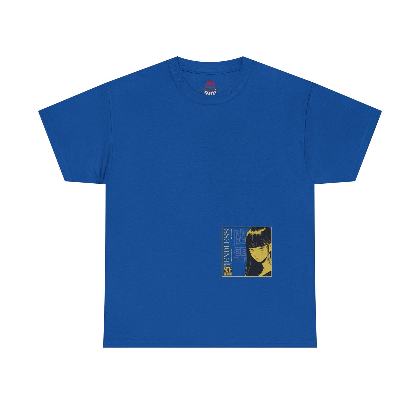 Anime Minimalist Tee — Yellow Portrait Pocket Graphic