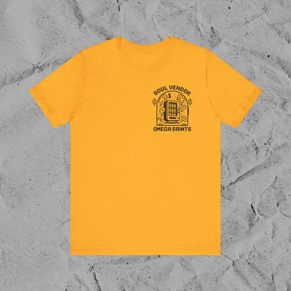 Soul Vendor T-Shirt – Retro Pixel Ghost Vending Machine Tee by Omega Saints