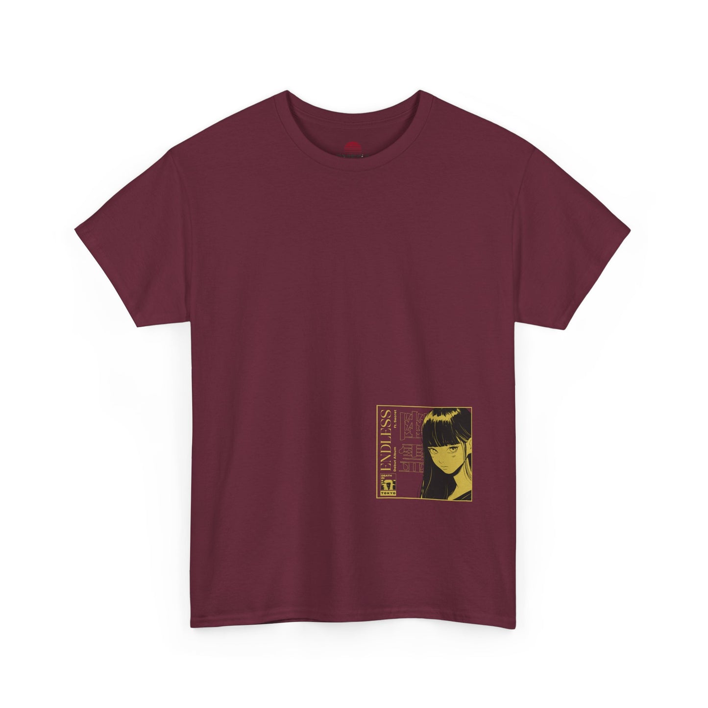 Anime Minimalist Tee — Yellow Portrait Pocket Graphic