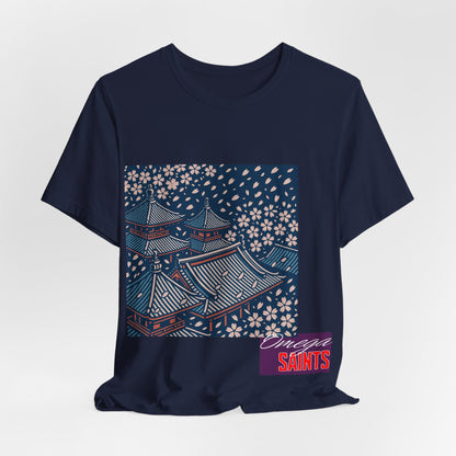 Cherry Blossom Rooftops – Japanese Temple Aesthetic Graphic Tee