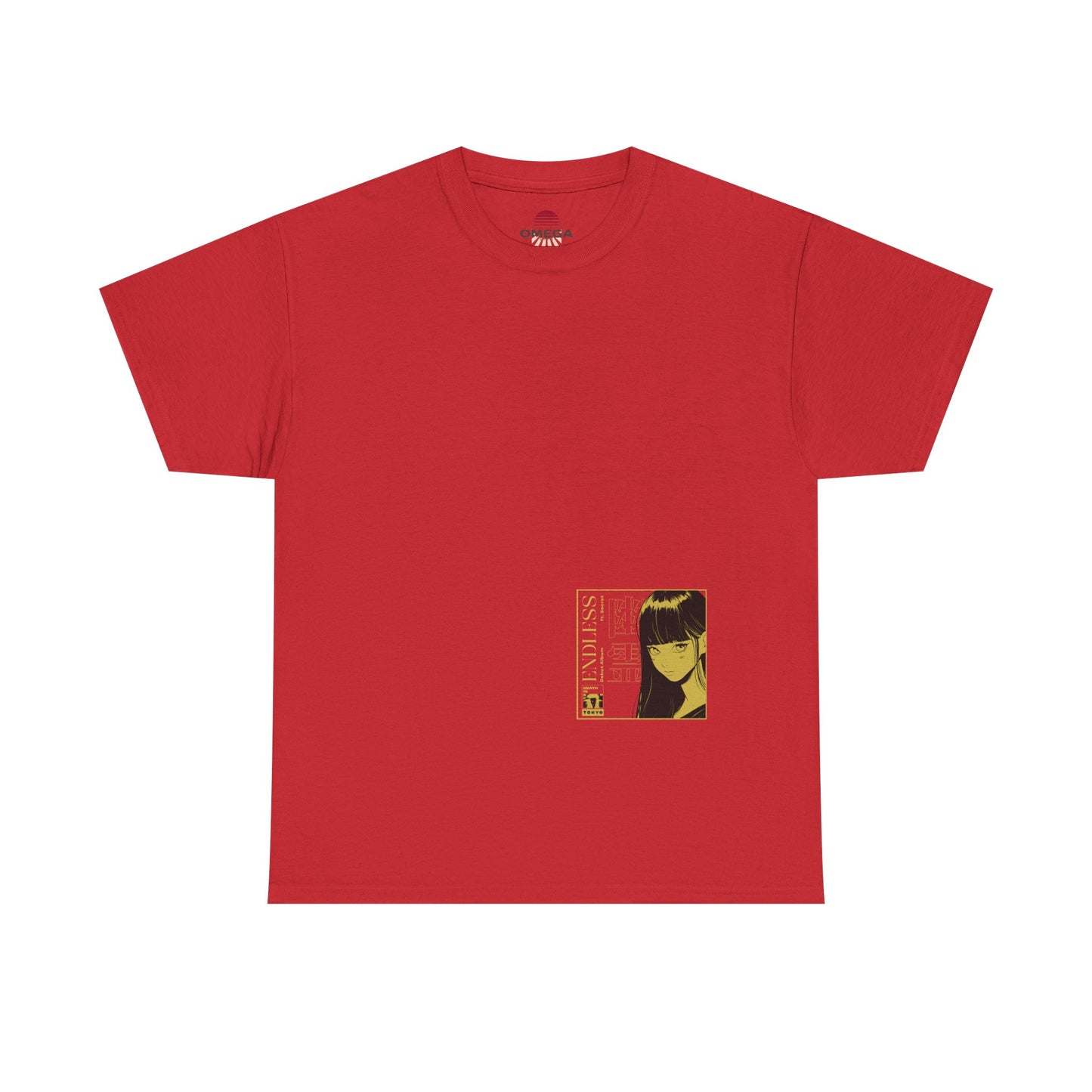 Anime Minimalist Tee — Yellow Portrait Pocket Graphic