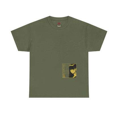 Anime Minimalist Tee — Yellow Portrait Pocket Graphic