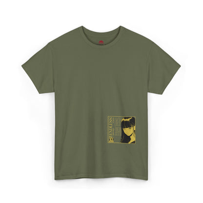 Anime Minimalist Tee — Yellow Portrait Pocket Graphic