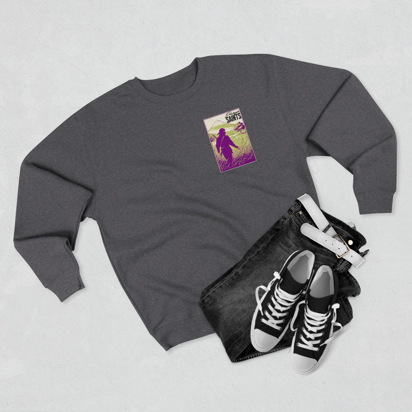Black Ninja Graphic Sweatshirt – Vintage Samurai Warrior Design | Soft Printed Graphic Sweater