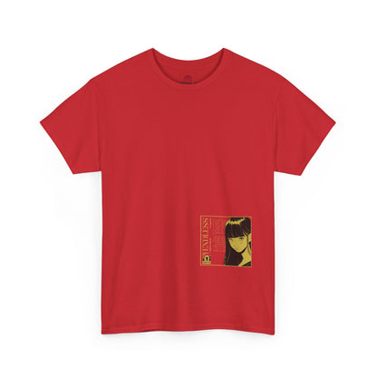 Anime Minimalist Tee — Yellow Portrait Pocket Graphic