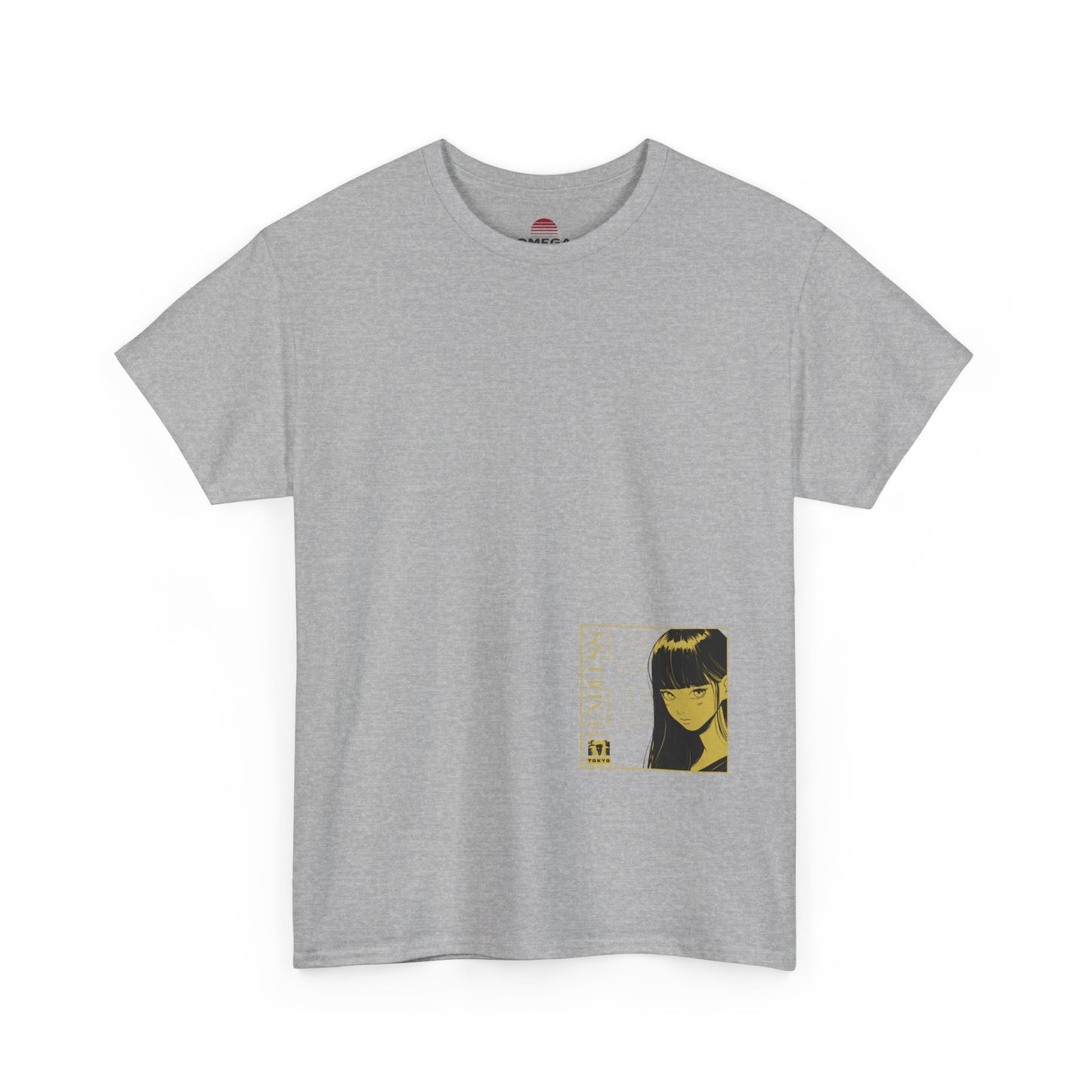 Anime Minimalist Tee — Yellow Portrait Pocket Graphic