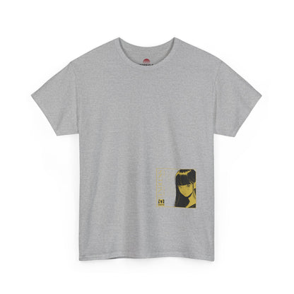 Anime Minimalist Tee — Yellow Portrait Pocket Graphic