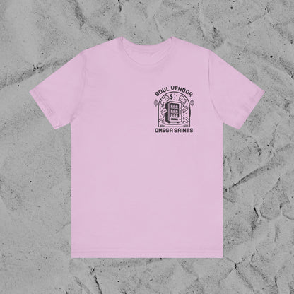 Soul Vendor T-Shirt – Retro Pixel Ghost Vending Machine Tee by Omega Saints