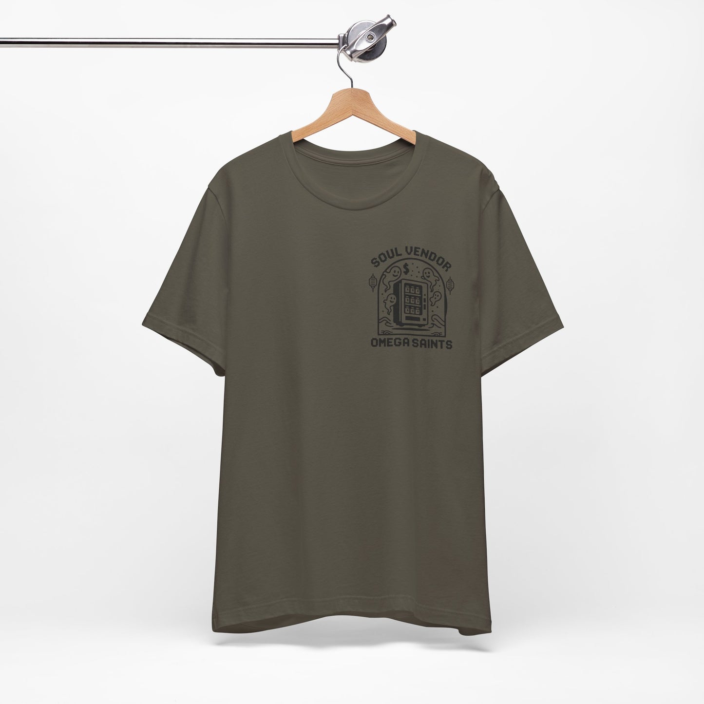 Soul Vendor T-Shirt – Retro Pixel Ghost Vending Machine Tee by Omega Saints