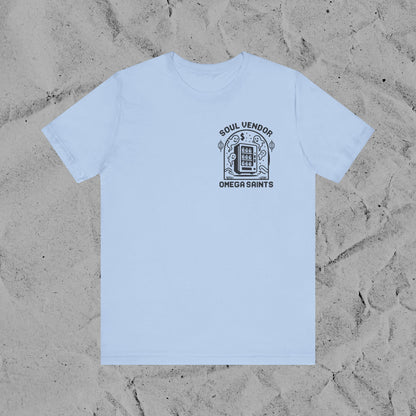 Soul Vendor T-Shirt – Retro Pixel Ghost Vending Machine Tee by Omega Saints