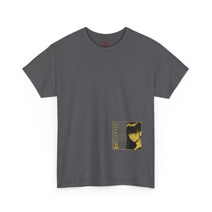 Anime Minimalist Tee — Yellow Portrait Pocket Graphic