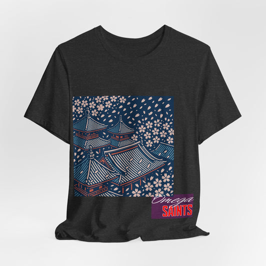 Cherry Blossom Rooftops – Japanese Temple Aesthetic Graphic Tee