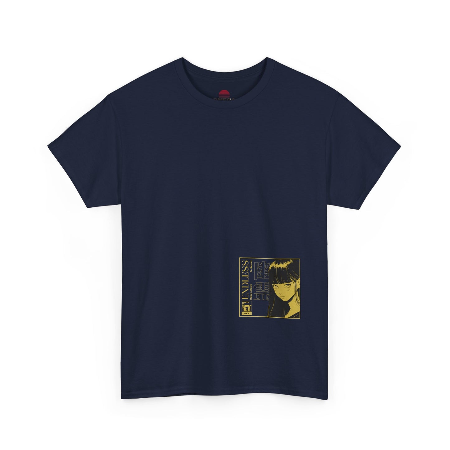 Anime Minimalist Tee — Yellow Portrait Pocket Graphic