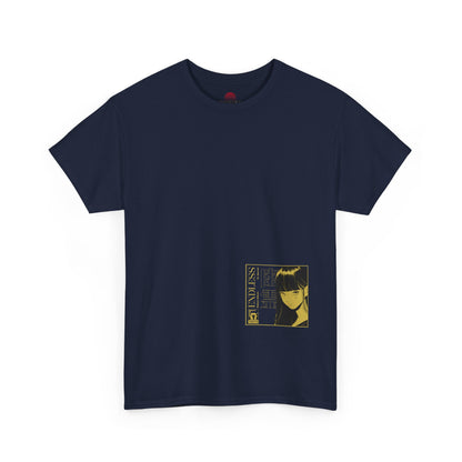 Anime Minimalist Tee — Yellow Portrait Pocket Graphic