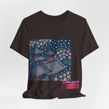 Cherry Blossom Rooftops – Japanese Temple Aesthetic Graphic Tee