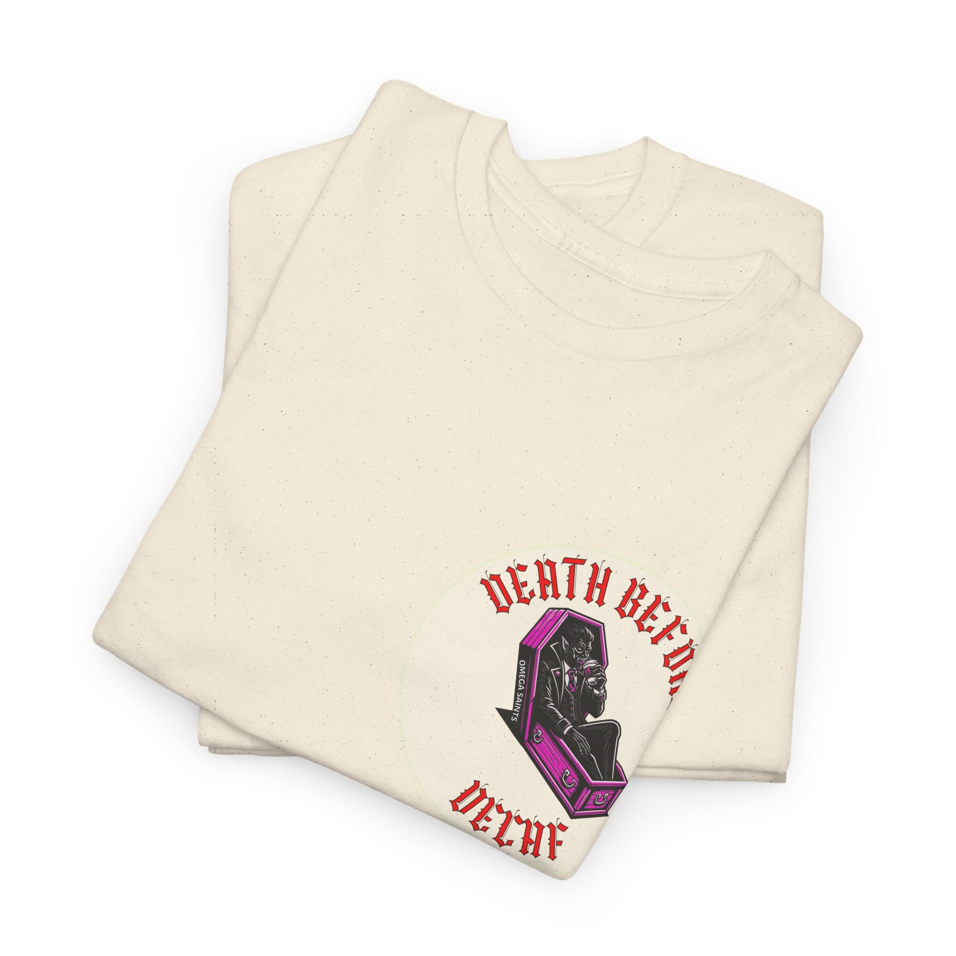Death Before Decaf | Dracula Coffee T-Shirt Printed T Shirt detail with custom
