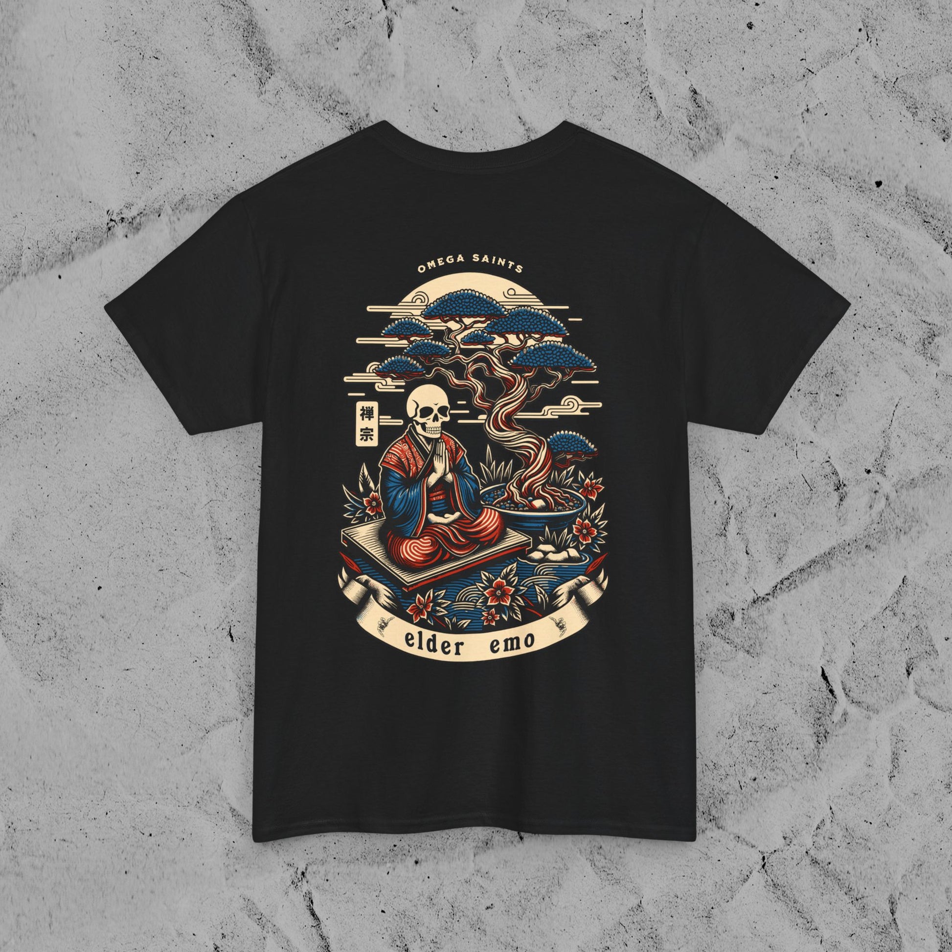 Elder Emo Skeleton Shirt Printed T Shirt detail black custom print