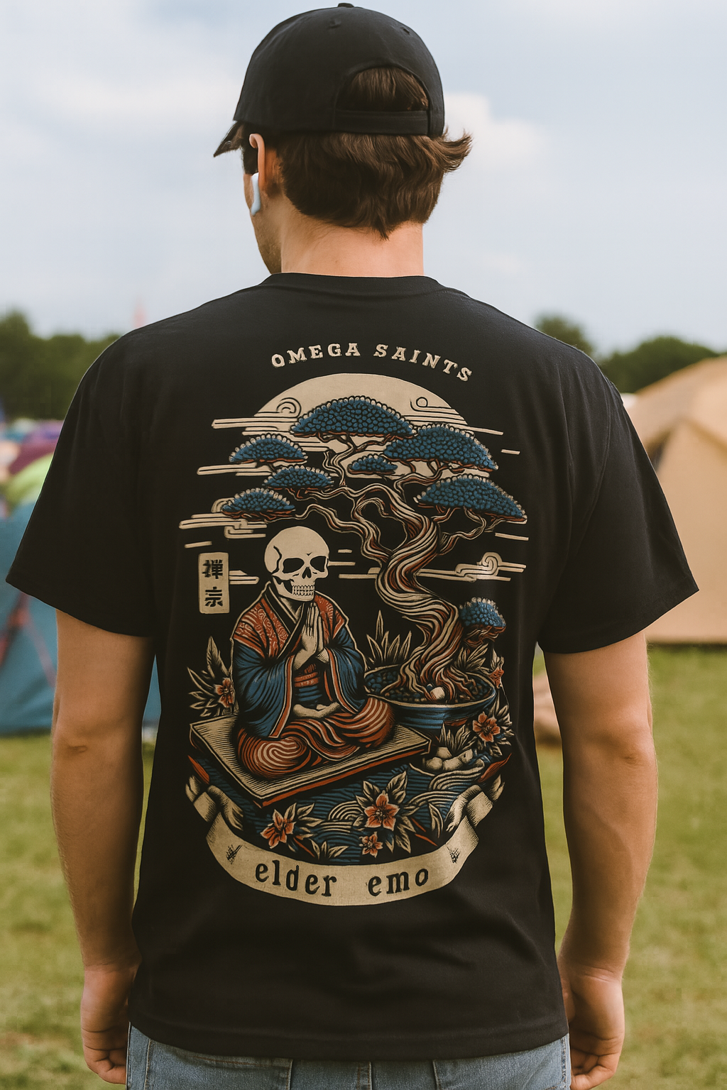 Elder Emo Skeleton Shirt – Meditating Skeleton Graphic Tee | Alt Aesthetic Unisex T-Shirt