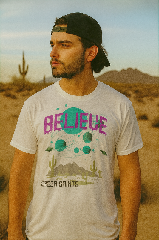 Aliens Exist! | Believe | Alien UFO Desert T-Shirt